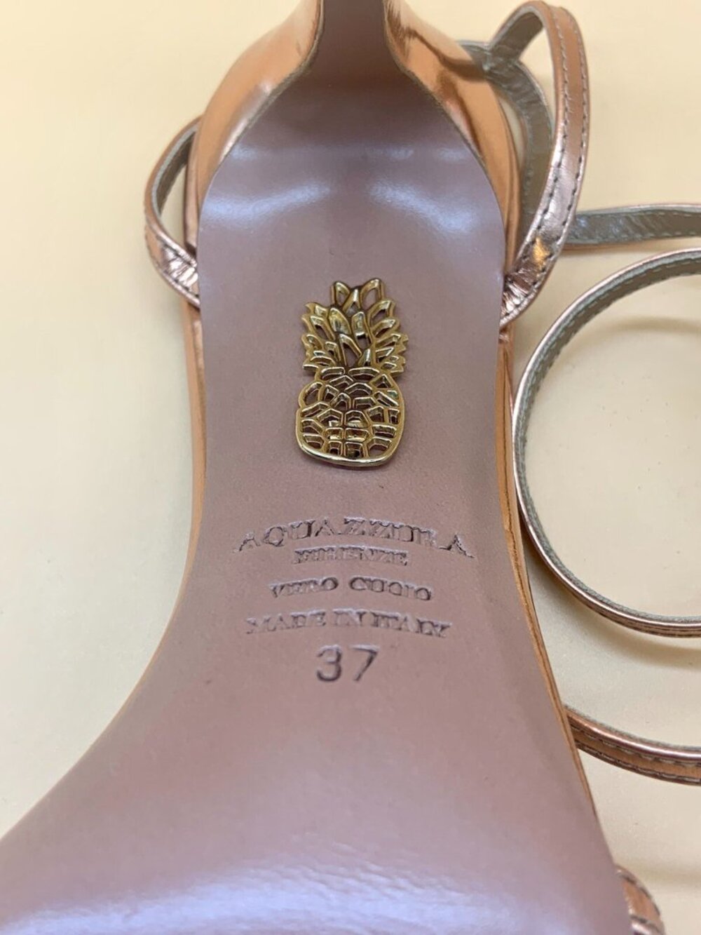 Aquazzura Gold Mirrored Strappy Stilettos - Picture 4 of 7